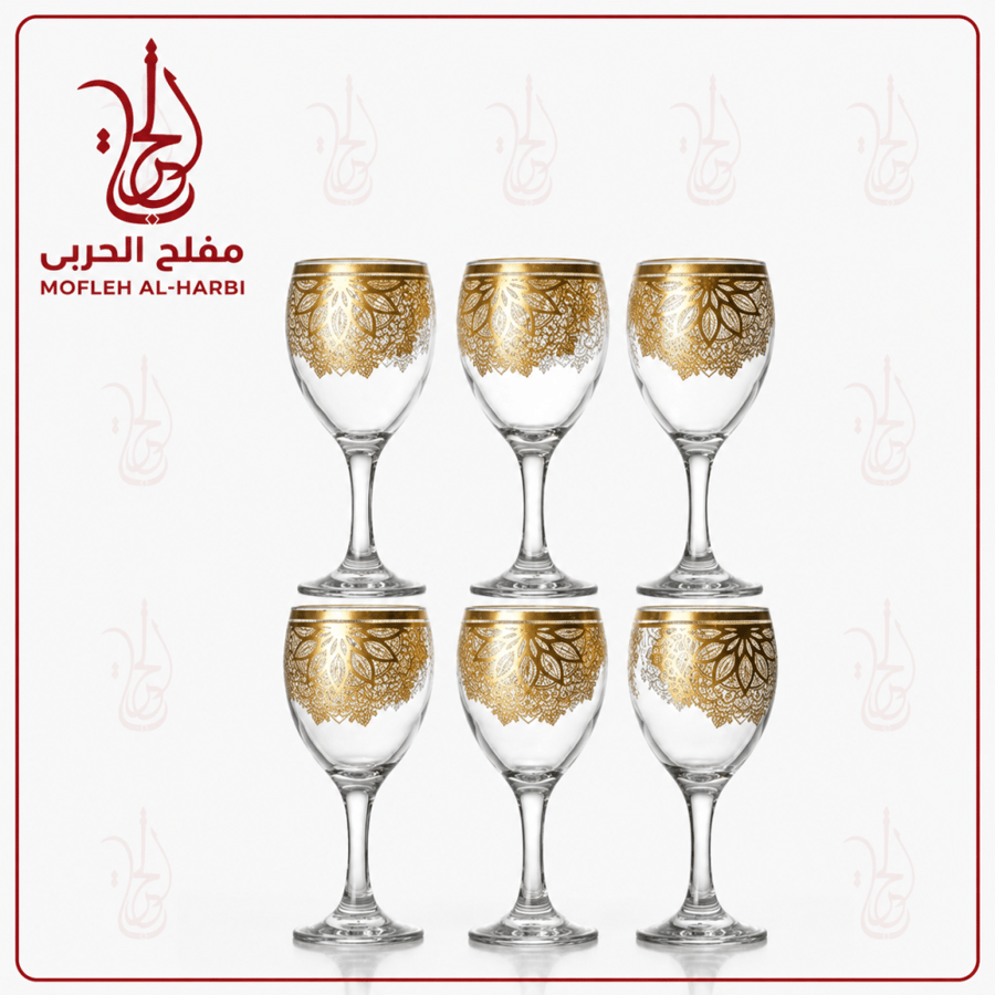 طقم كاسات زجاجية فاخرة - تصميم ملكي