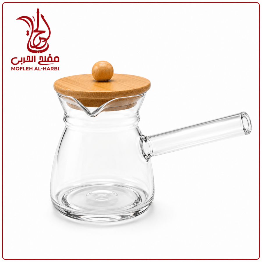 كنك زجاج للقهوة ب غطاء خشب coffee pot