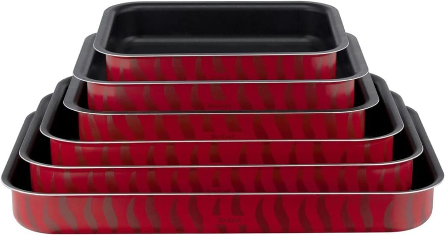 TEFAL أطباق الفرن | طقم "المتخصصون" (٦ قطع) | غير لاصق | ألومنيوم | موزع للحرارة | سهل التنظيف