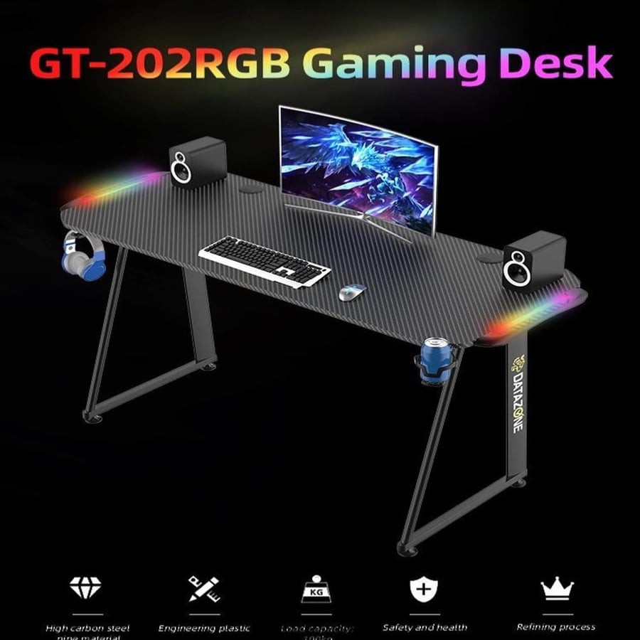 طاولة ألعاب + إضاءة داتا زون DZ-GT-202 | طاولة قيمنق