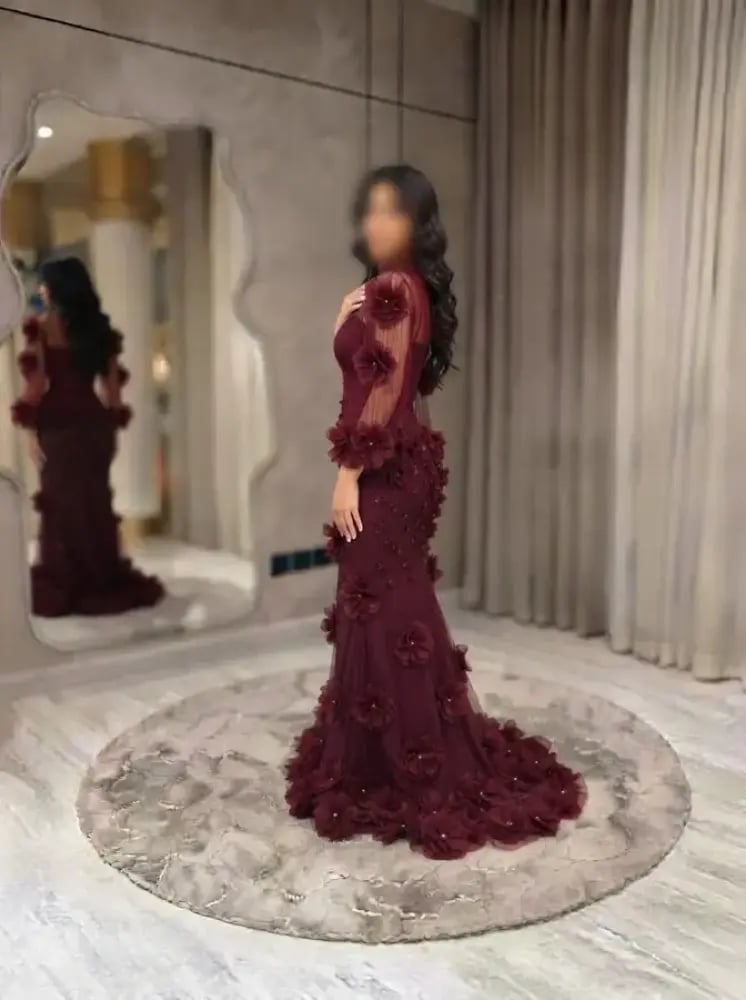 فستان سهرة باربي تل ليزر مزين بورو بارزة