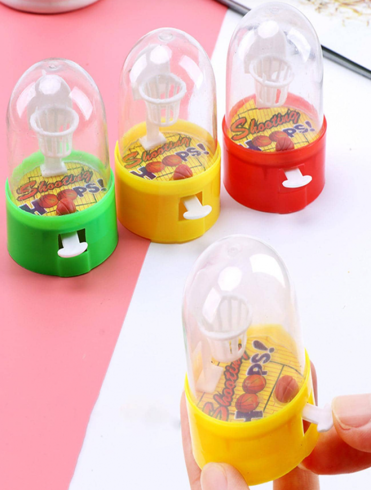 Pictures of cartoon drawings with random color, mini finger hand, basketball, shooting machine, for children, one piece