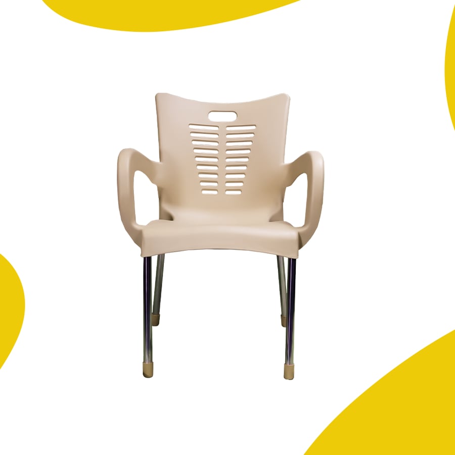كرسي بلاستيك بيج من بوينت بلس Beige plastic chair from Point Plus