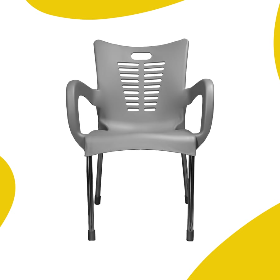كرسي بلاستيك رصاصي  من بوينت بلسGray plastic chair from Point Plus