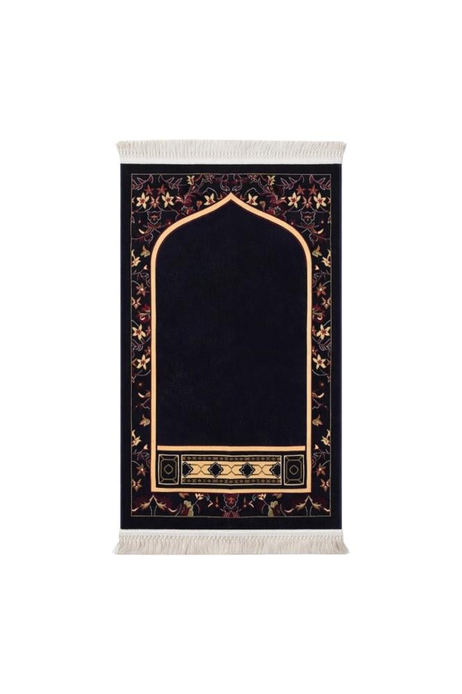 سجادة صلاة بتصميم محراب أنيق باللون الكحلي