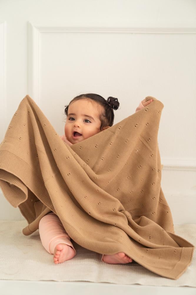 100% cotton blanket - brown