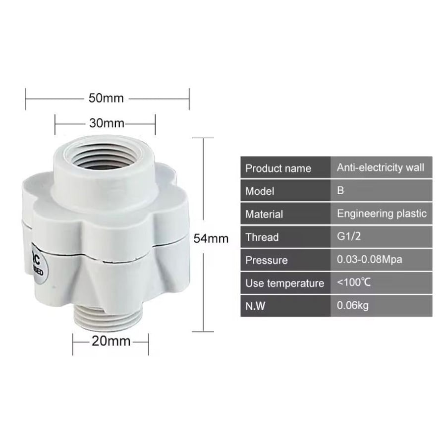Electrical shock protection piece for water heater