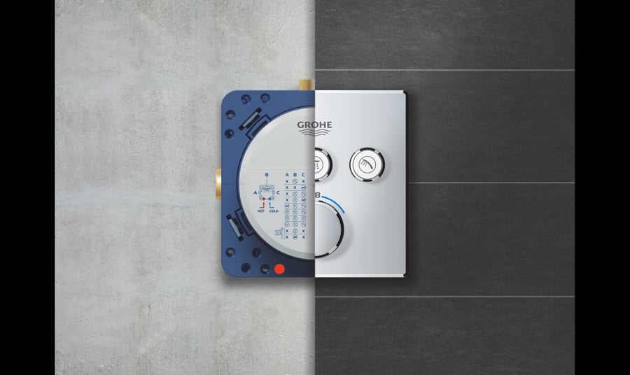 Hidden shower mixer valve, smart box, GROHE, three outlets