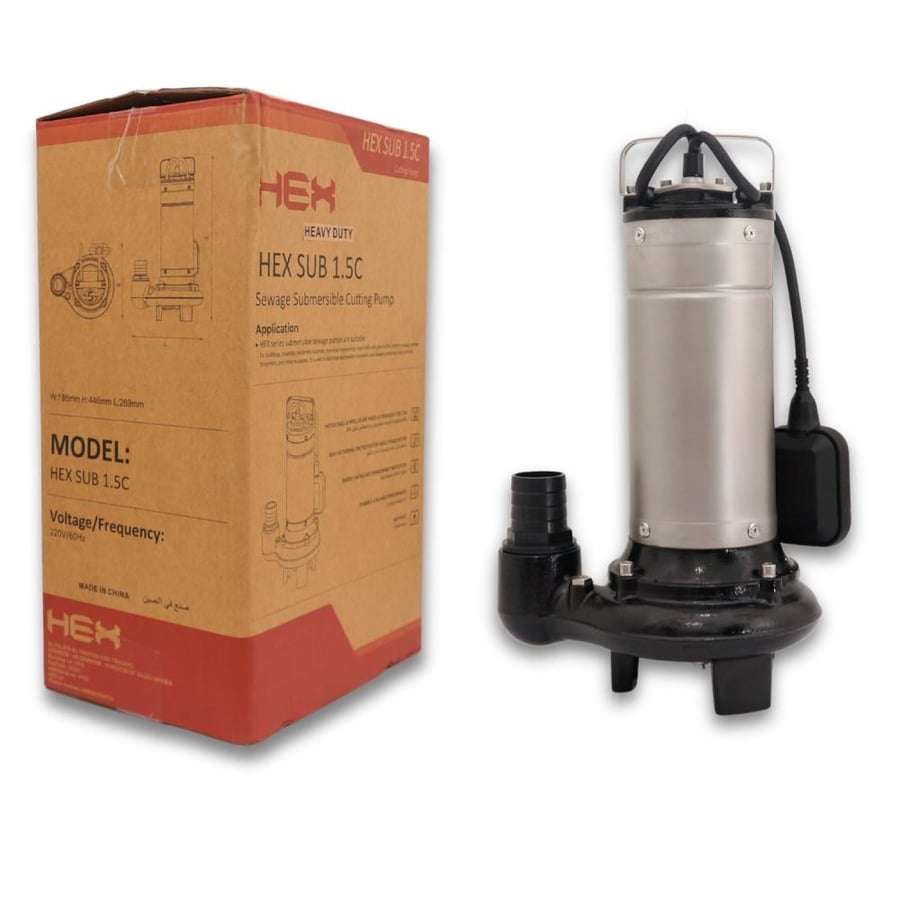 مضخة غطاس صرف صحي مزودة بفرامة ( HEX SUB 1.5 C ) غطاس طرد مركزي من الفولاذ المقاوم  1.5 واحد ونصف حصان