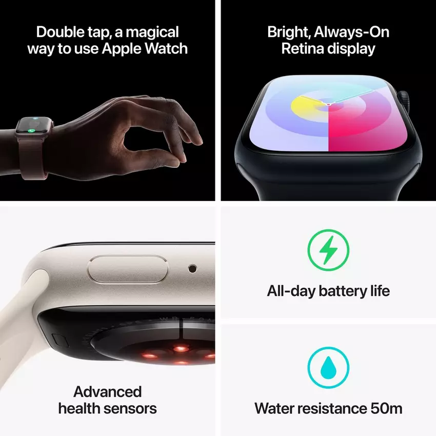 Apple Watch Series 9 GPS 41mm Aluminum Black with Black Sport Band