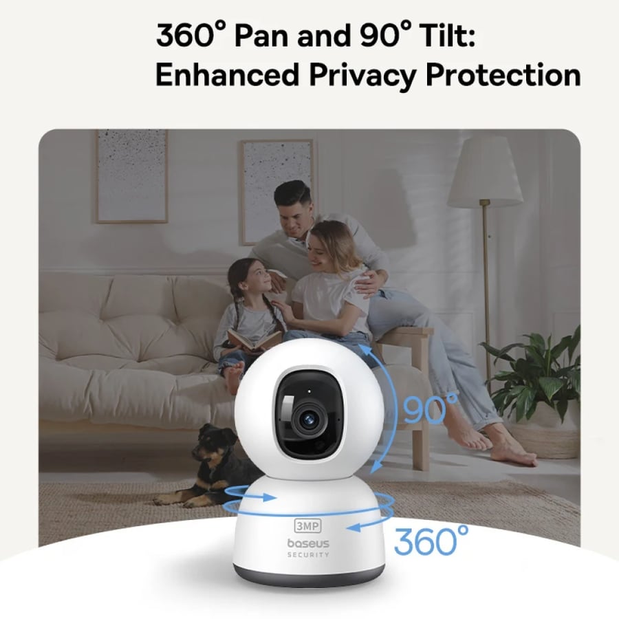 كاميرا مراقبة داخلية بيسوس -  P1 Lite بدقة 2K و دوران 360 درجة - ابيض