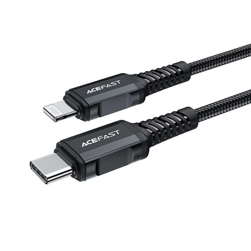 AceFast Type-C to Lightning Cable, Aluminum, 1.8 Meters - Black