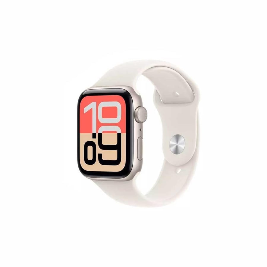 ساعة ابل SE 3 خاصية GPS مقاس 40 مم المنيوم ستارلايت مع سوار رياضي ستارلايت M/L