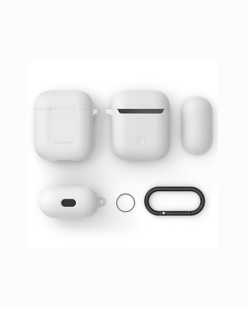 Spigen silicone case for Apple Bluetooth earphone with holder - white