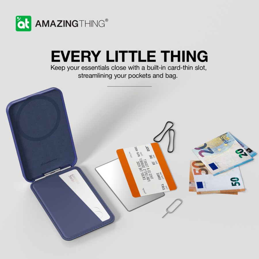 محفظة وستاند ومسكة AmazingThing ماج سيف للجوال - ازرق