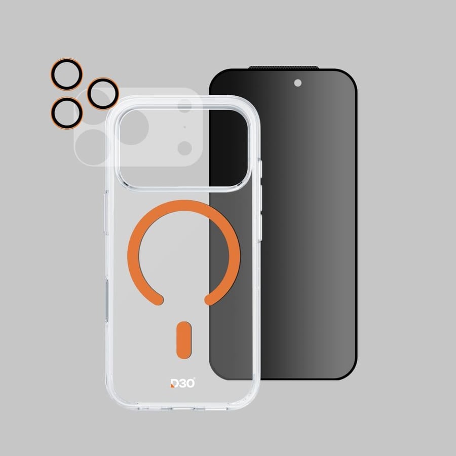 ArmorPro 4-in-1 Package (MagSafe Orange Protective Case + Privacy Screen Protector + Lens Cover + Lens Protector) for iPhone 17 Pro