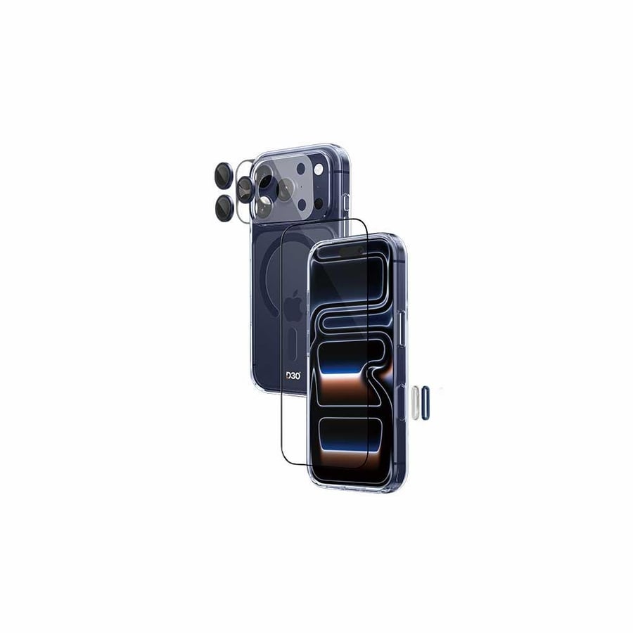 بكج ArmorPro اربعة في واحد ( كفر حماية ماج سيف ازرق + حماية شاشة شفافة + كفر للعدسات + حماية للعدسات ) للايفون 17 برو ماكس