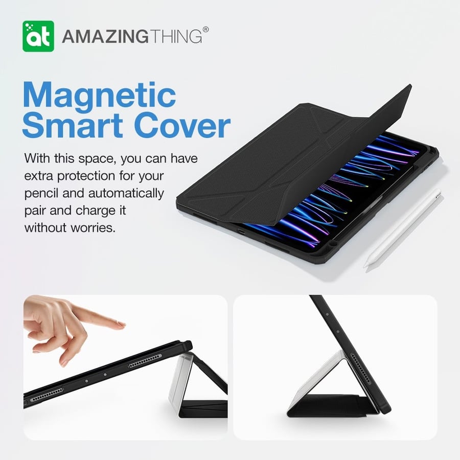 كفر AmazingThing تيتان برو مقاوم للسقوط للايباد برو 12.9 - اسود
