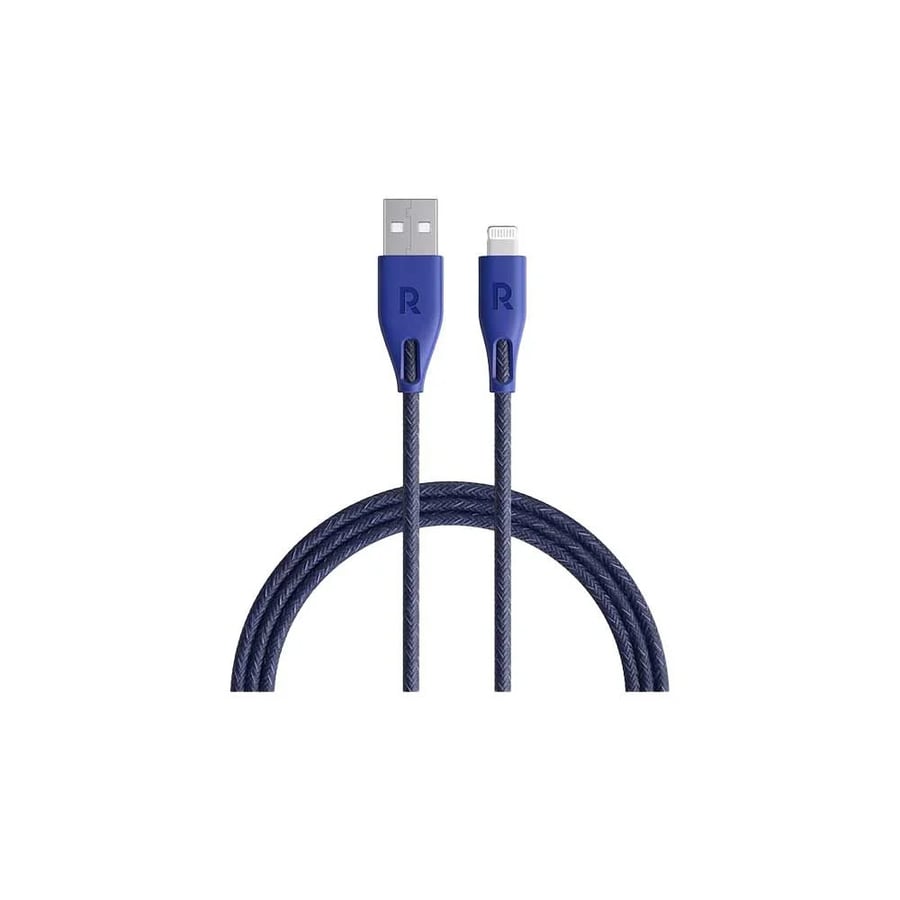 Nylon charging cable RAV Power from USB-A to Lightning 2 meters - Blue