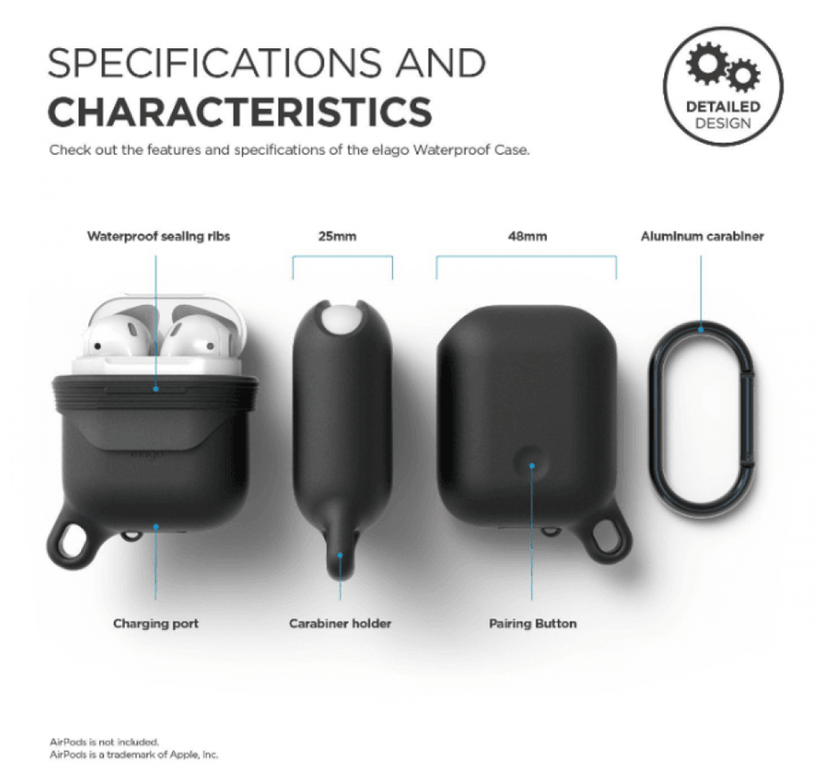 Elago cases silicone for Apple Bluetooth earphones water-resistant with hanging - black