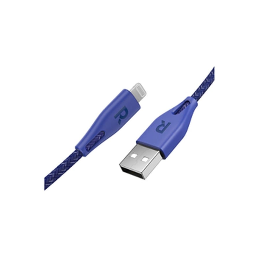 Nylon charging cable RAV Power from USB-A to Lightning 2 meters - Blue