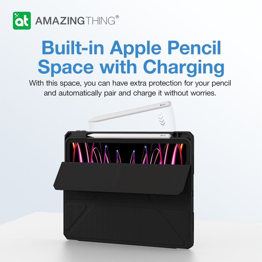 كفر AmazingThing تيتان برو مقاوم للسقوط للايباد برو 12.9 - اسود