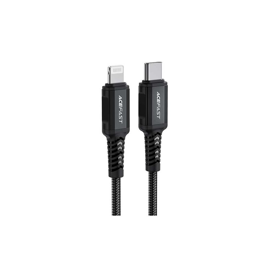 AceFast Type-C to Lightning Cable, Aluminum, 1.8 Meters - Black