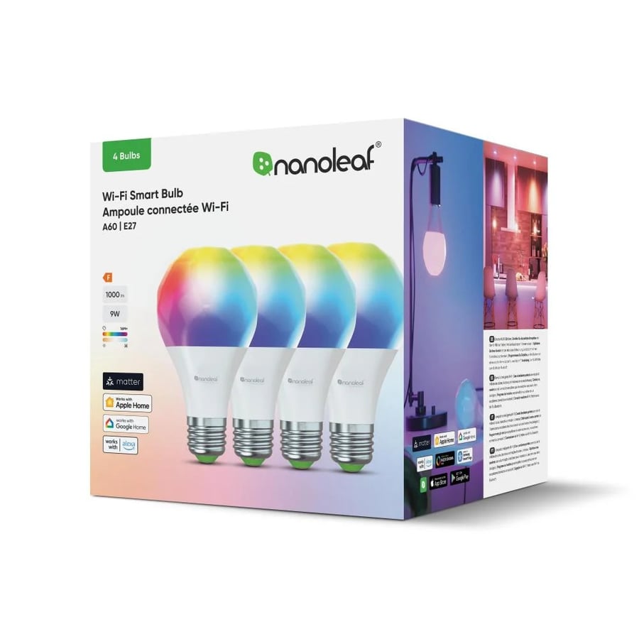 مجموعة لمبات إضاءة ذكية نانوليف Nanoleaf Essentials Matter E27 A60 (800 لومن) - 4 قطع