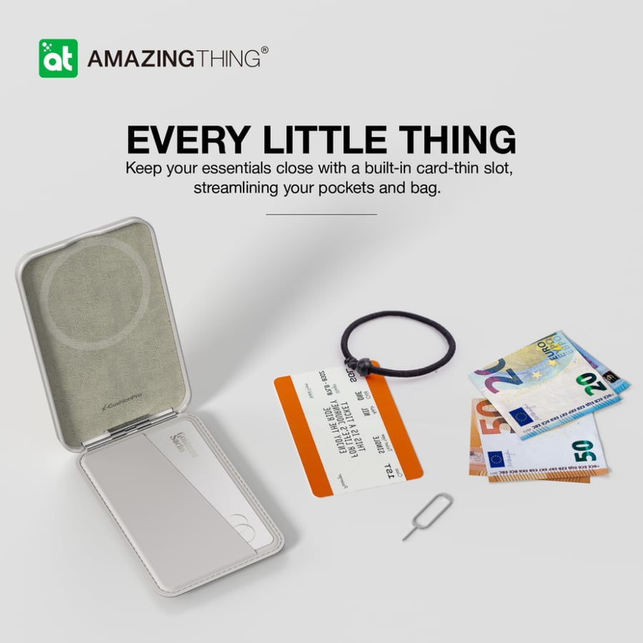 محفظة وستاند ومسكة AmazingThing ماج سيف للجوال - رمادي