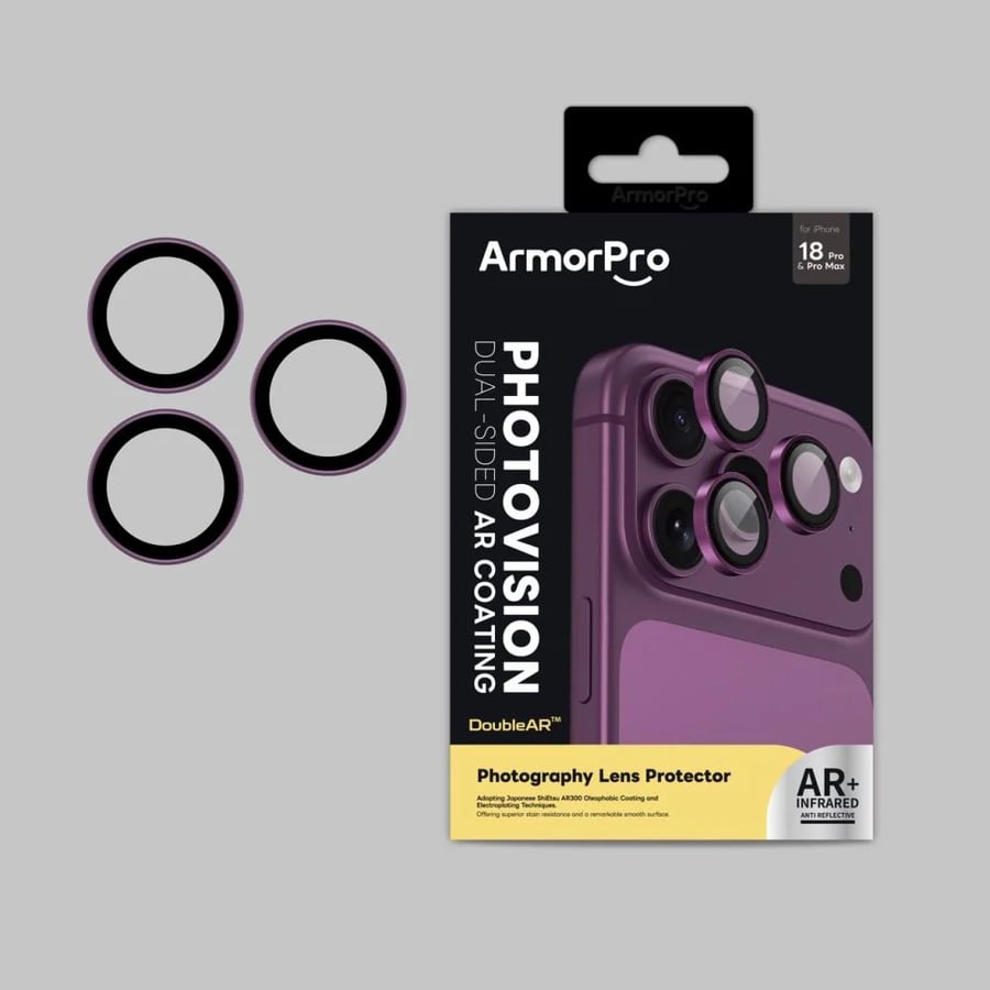 حماية عدسات ArmorPro للايفون 18 برو و 18 برو ماكس - برغندي