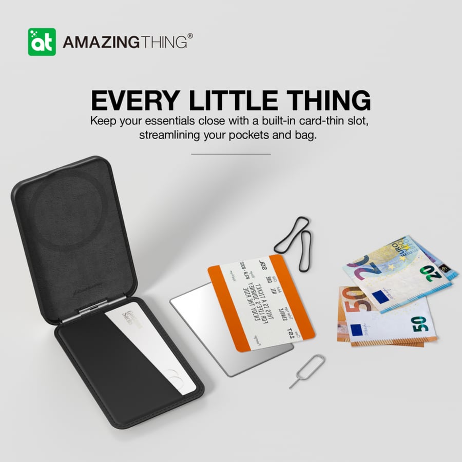 محفظة وستاند ومسكة AmazingThing ماج سيف للجوال - اسود