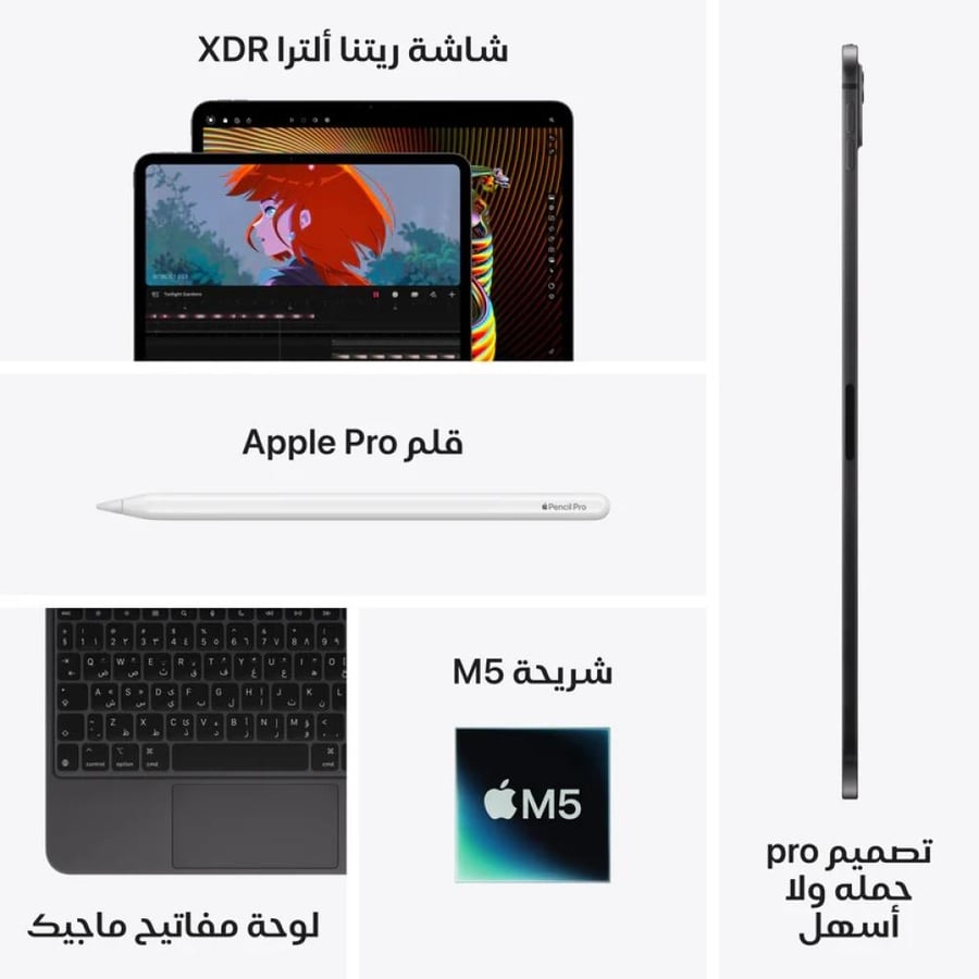 ابل ايباد برو 11 انش M5 واي فاي 512GB اسود فلكي