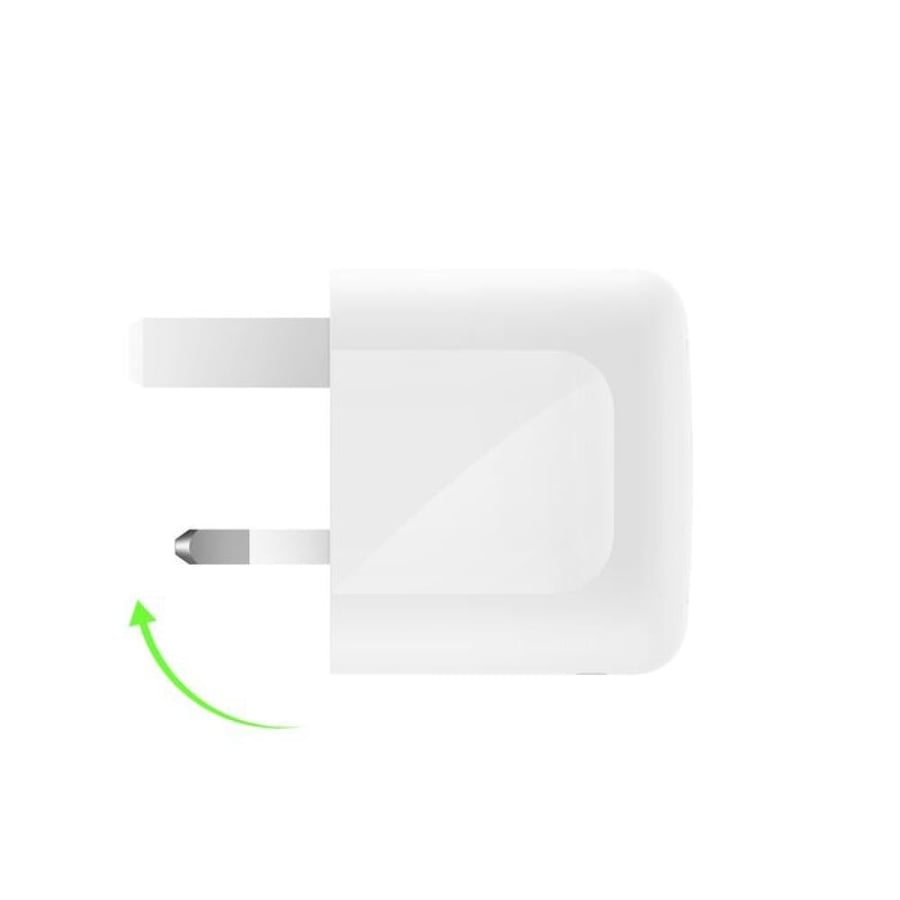 شاحن جداري بيلكن تقنية GaN ومنفذين USB-C بقوة 50 واط – ابيض