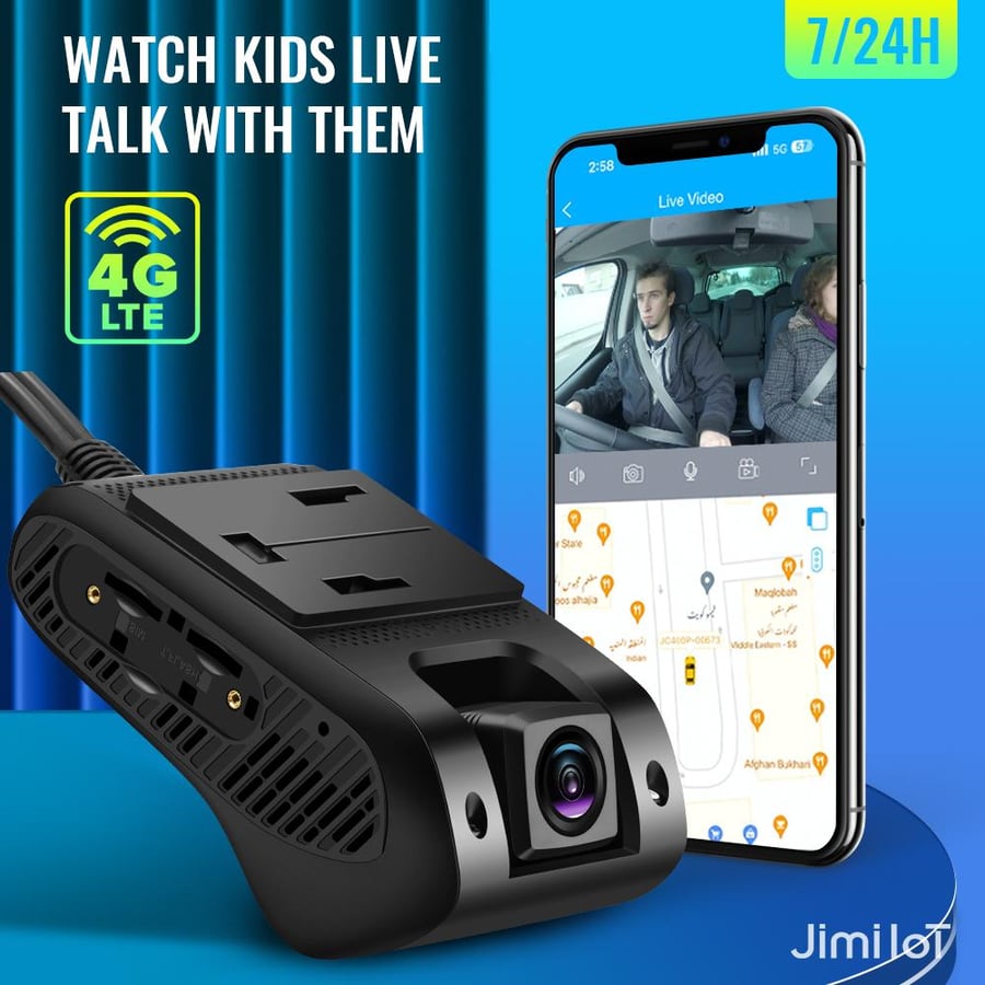 كاميرا سيارة داش كام Jimi امامية وداخلية 4G بخاصية تتبع السيارة JC261P
