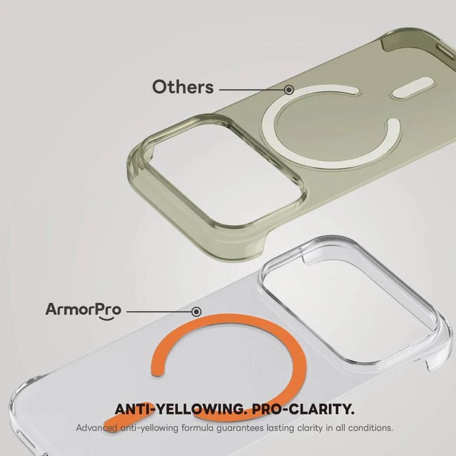 كفر حماية ايفون 17 برو ماكس ArmorPro ماج سيف برتقالي - شفاف