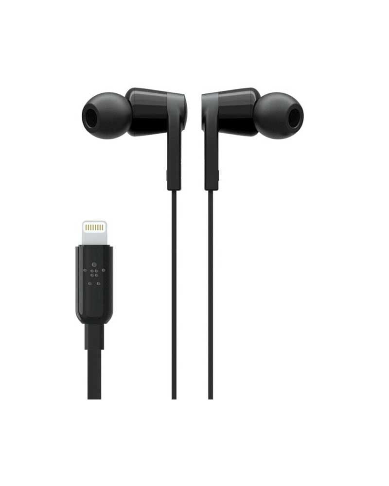 Belkin wired headset with listening cable with built-in microphone - black