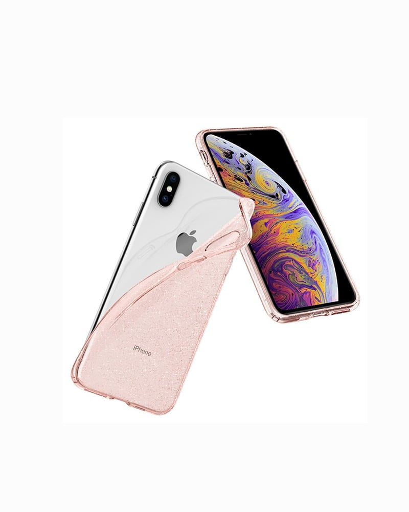 spigen case للايفون اكس اس ماكس ليكويد كريستال براق - شفاف وردي