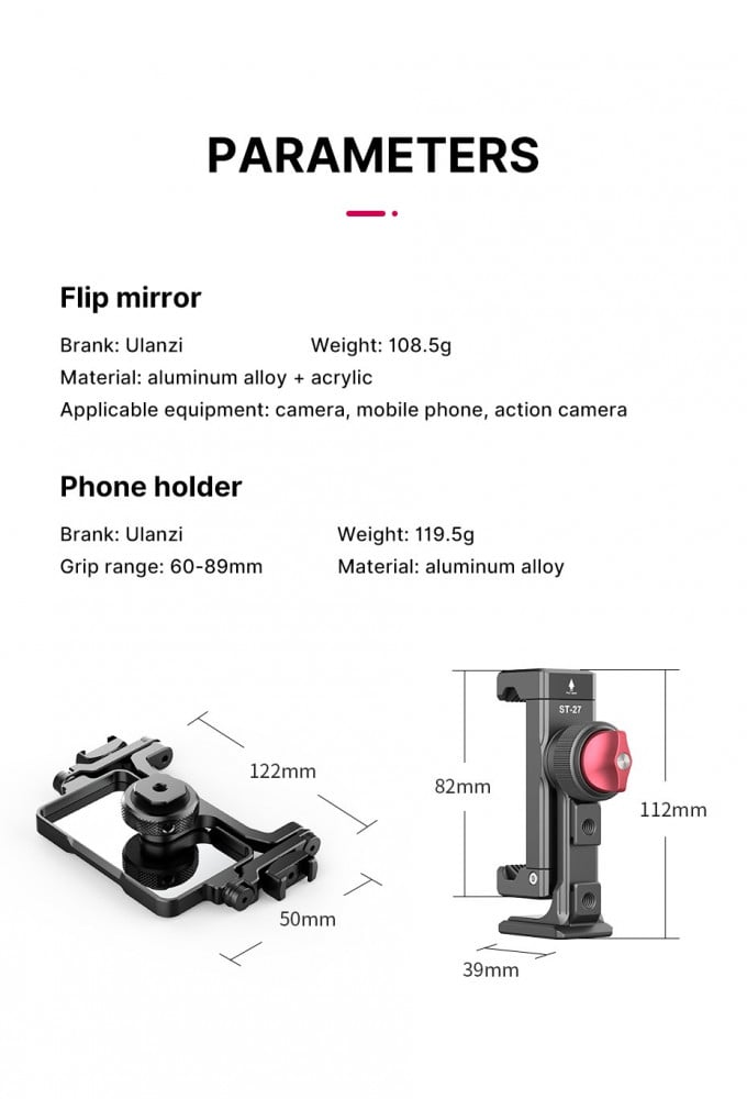 أولانزي flip mirror حامل للجوال مع مرأة لعكس الصورة
