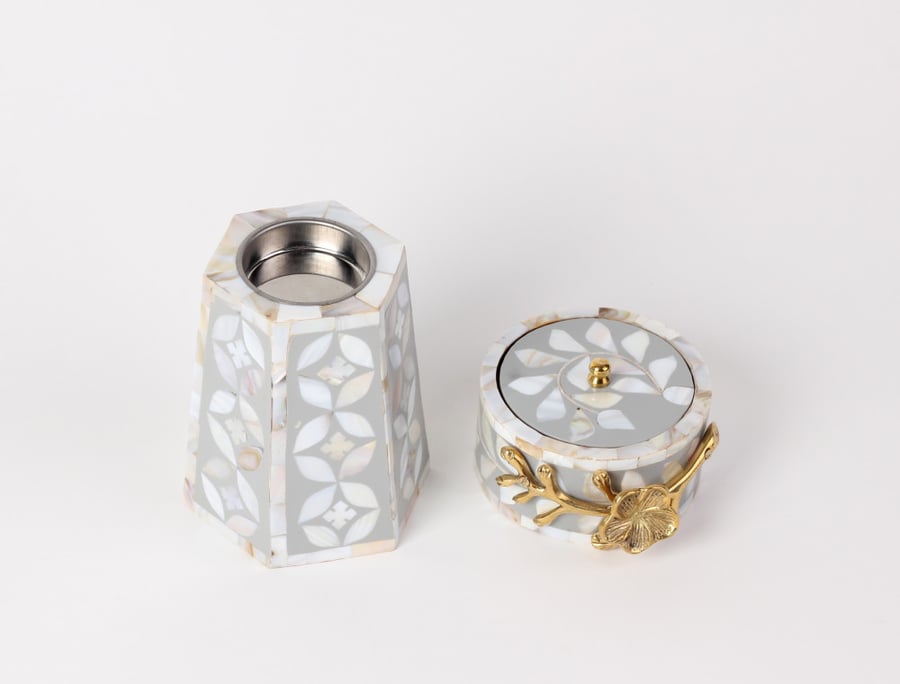 Incense burner set and box of mother of pearl