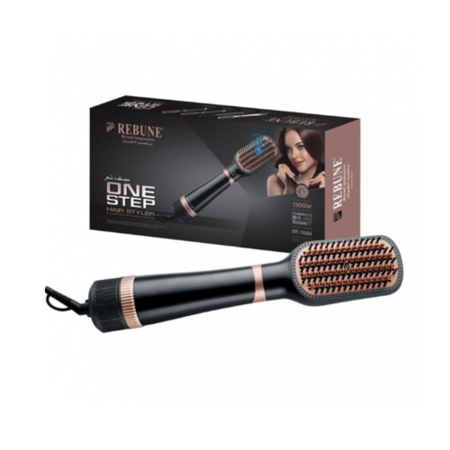 Rebune 2-in-1 hair dryer with ions, 1300 watts, black/gold color, RE-8888