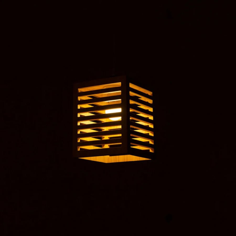 Wooden Square Pendant Light