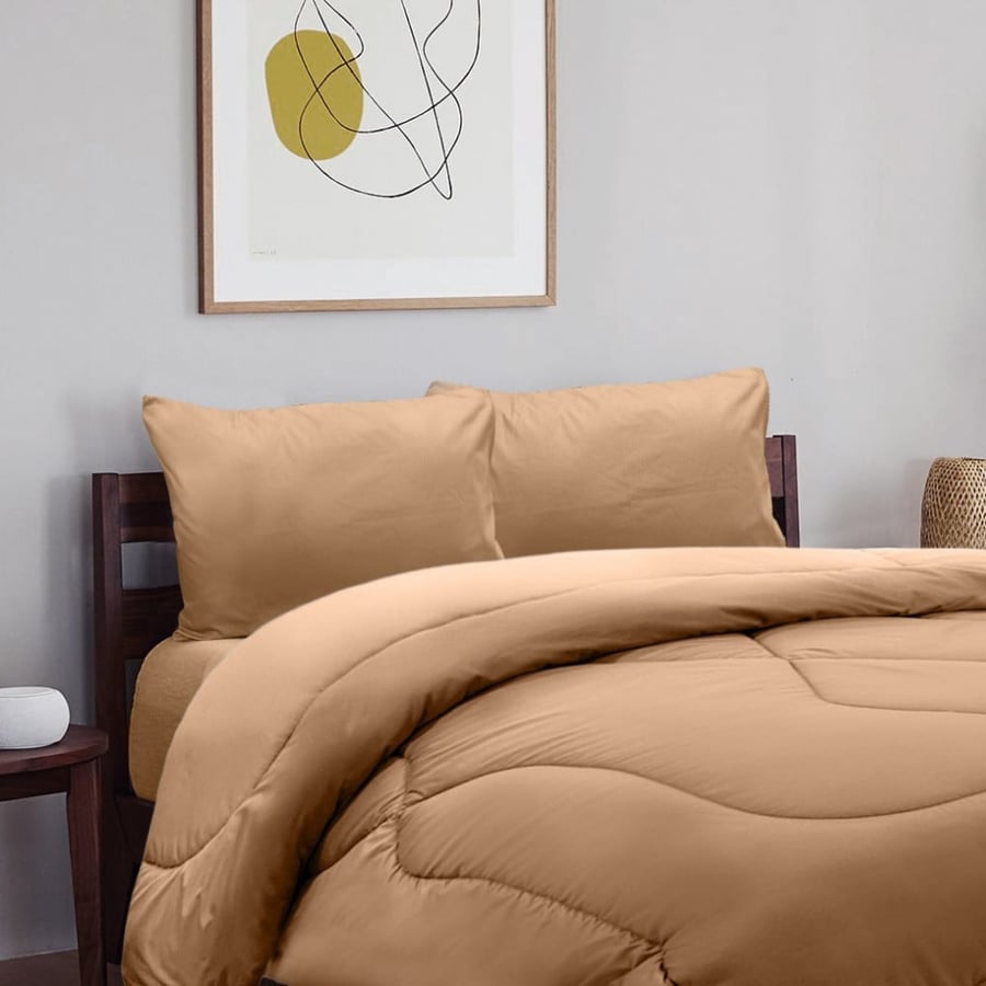 Plain micro-010 ديزاير لحاف سادة 4 قطع موستارد نفرين