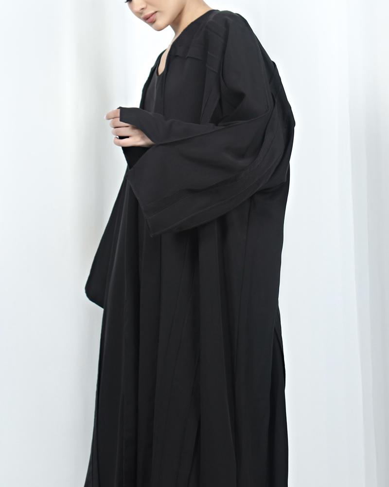 [KR5] - عباية كريب مغسول أسود
