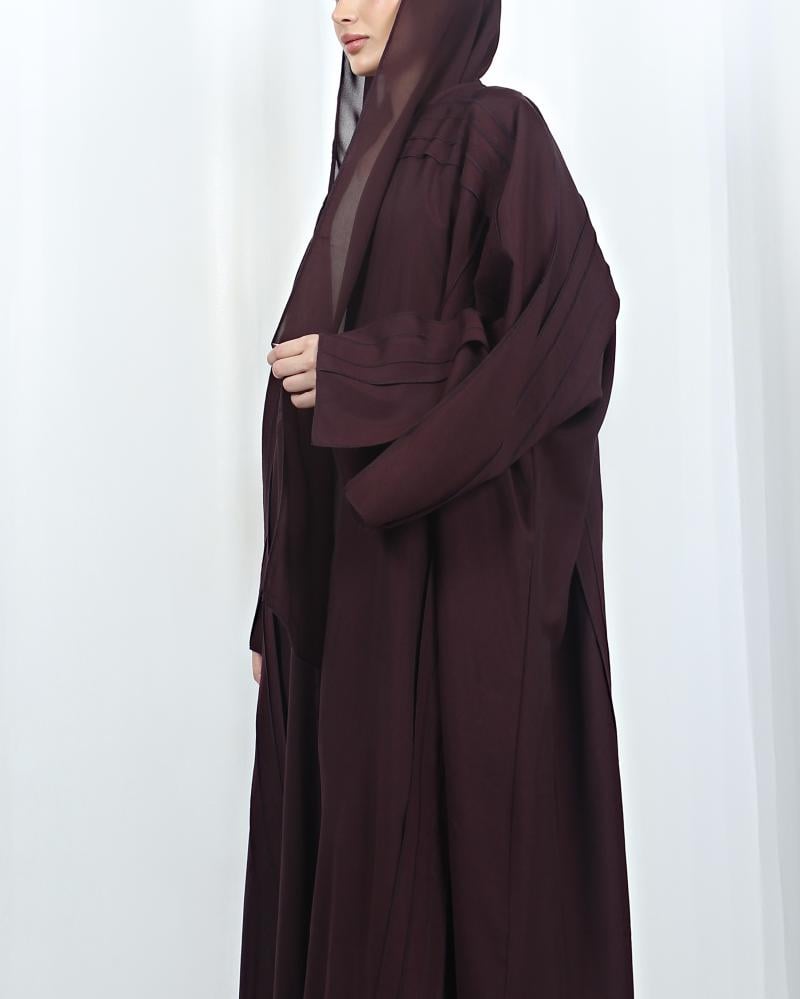 [KR5] - عباية كريب مغسول عنابي