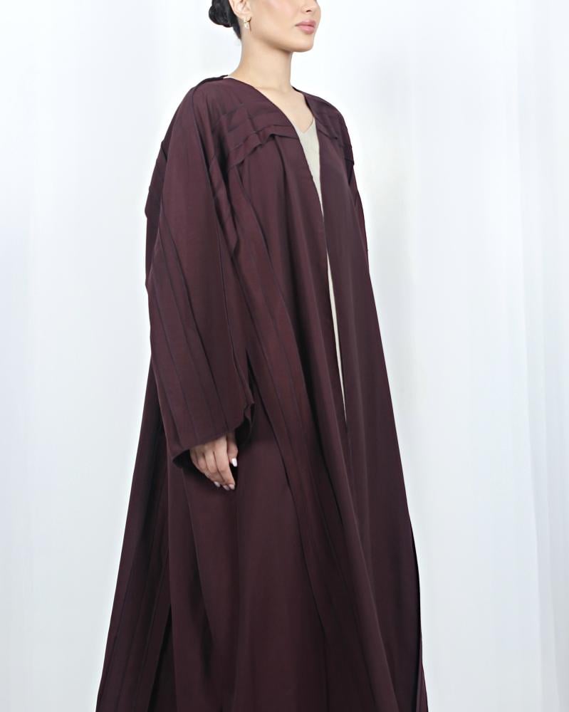[KR5] - عباية كريب مغسول عنابي