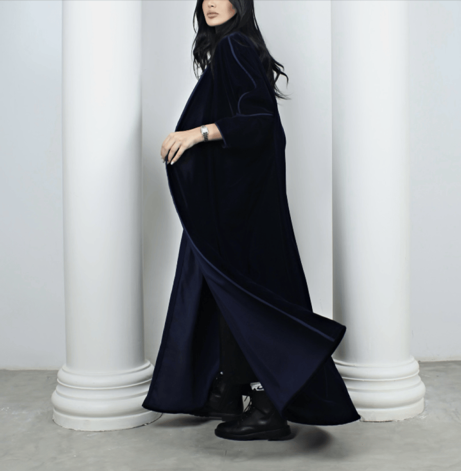 Velvet abaya navy