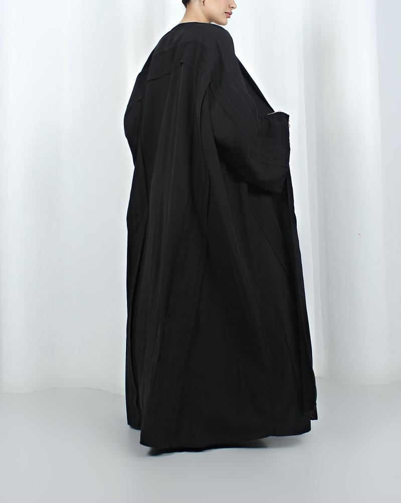 [KR5] - عباية كريب مغسول أسود