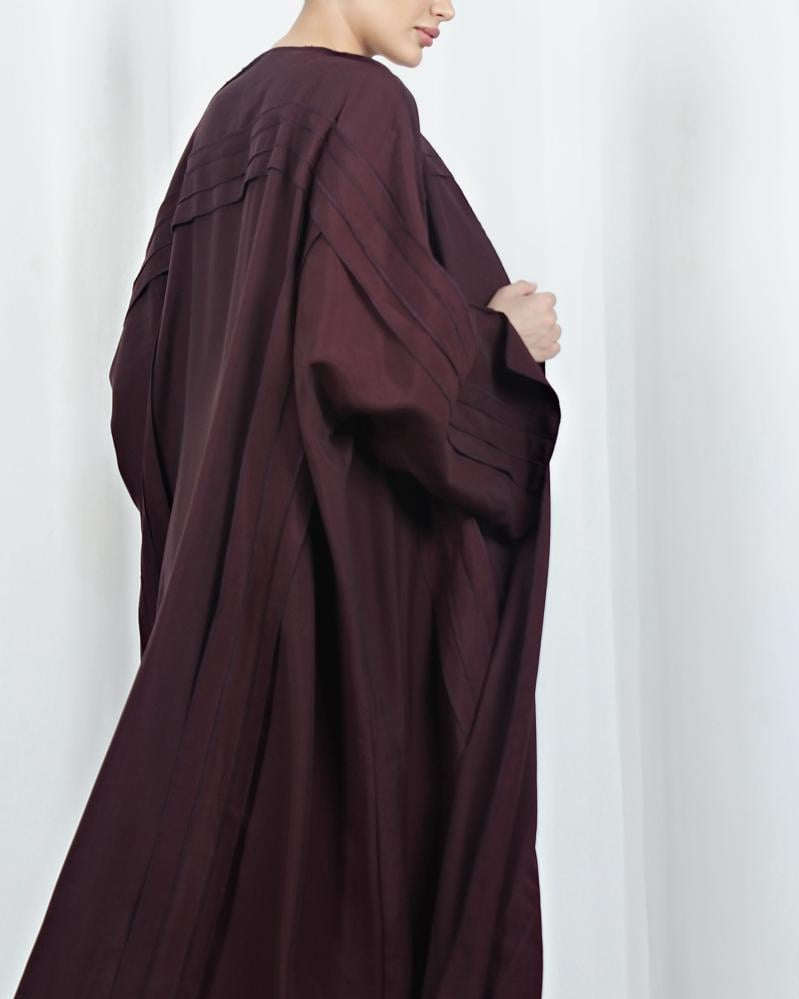 [KR5] - عباية كريب مغسول عنابي