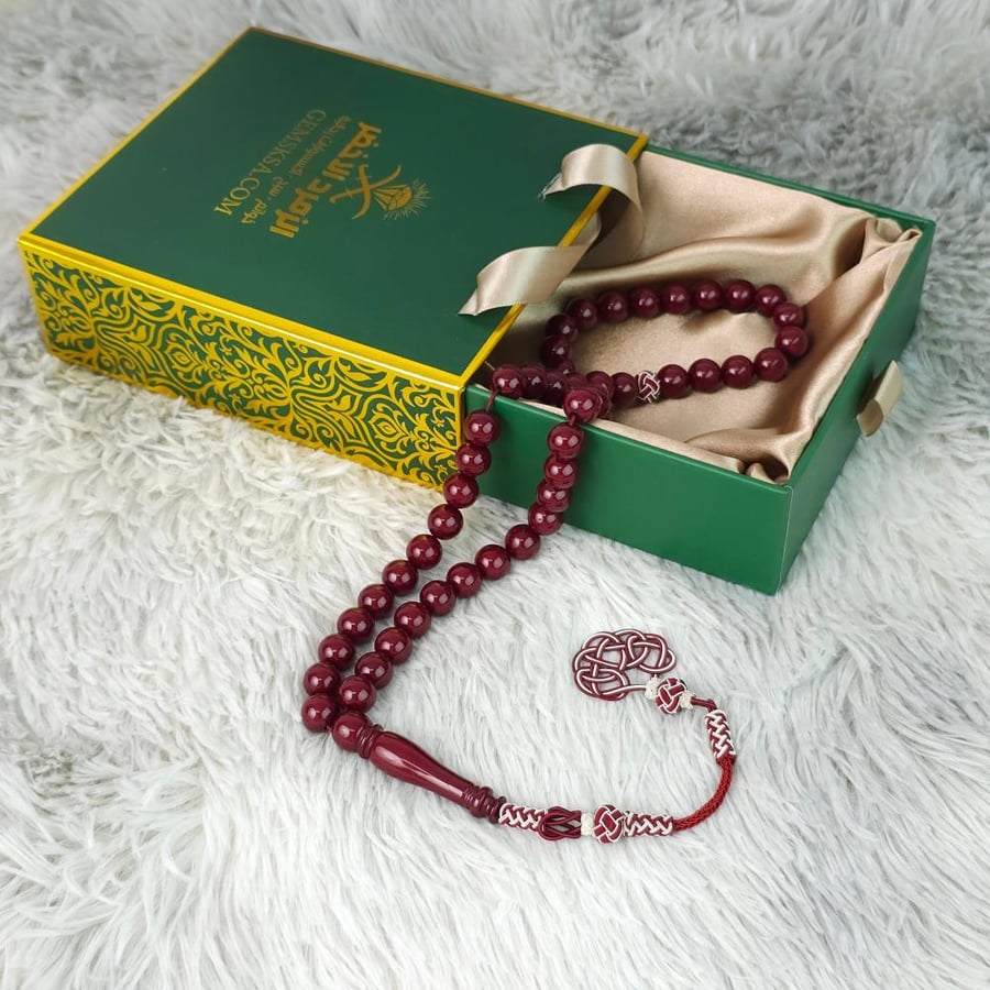 سبحه عنابي دم الحمام بكلايت مع طربزونه