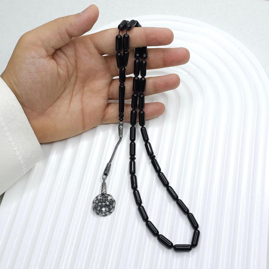 مسباح بكلايت اسود صنوبري مع طربزونه فضه